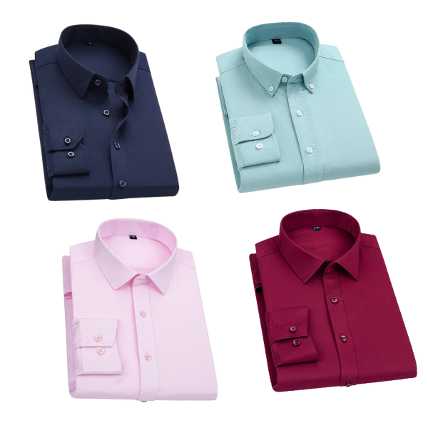 Combo of 4 Cotton Shirt for Man (Navy Blue, Pista , Light Pink and, Red )