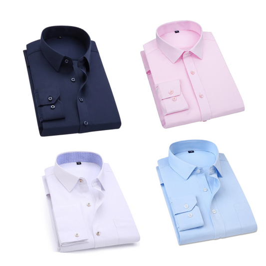 Combo of 4 Cotton Shirt for Man (Navy Blue, Light Pink, Sky Blue and White) - Frankshop.in