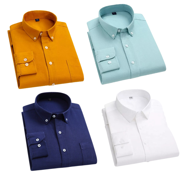 Combo of 4 Cotton Shirt for Man ( Mustard,Pista,Navy Blue and White )